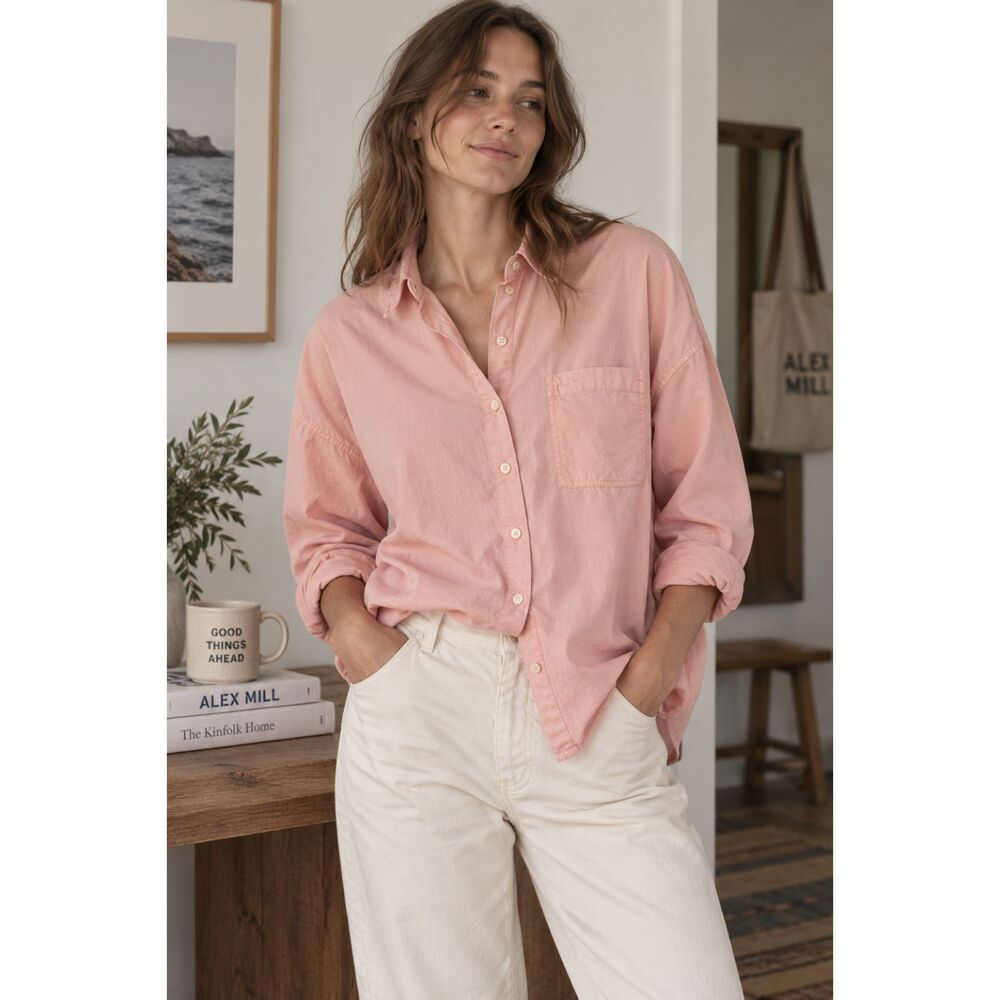 ALEX MILL Pink 100% Cotton Button Up Shirt Top   Women's Size Medium